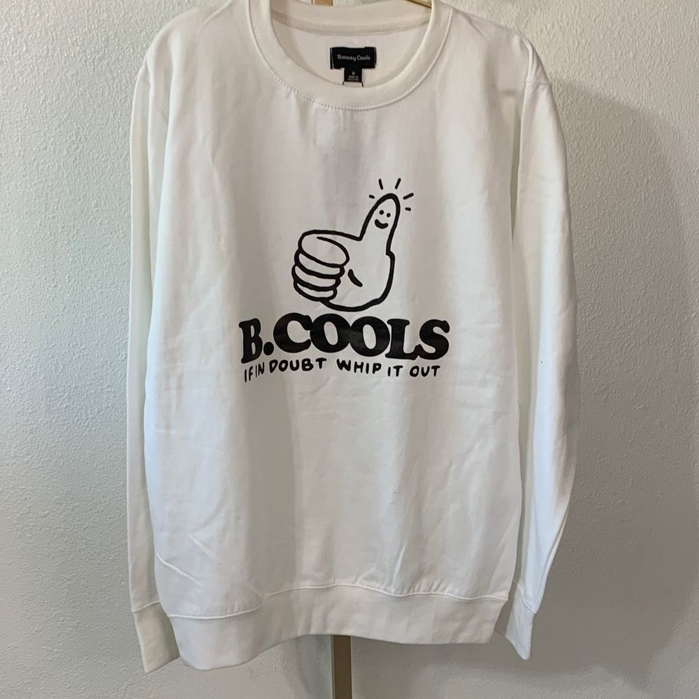 Barney Cools White Graphic Crewneck Sweater-medium -NWT
